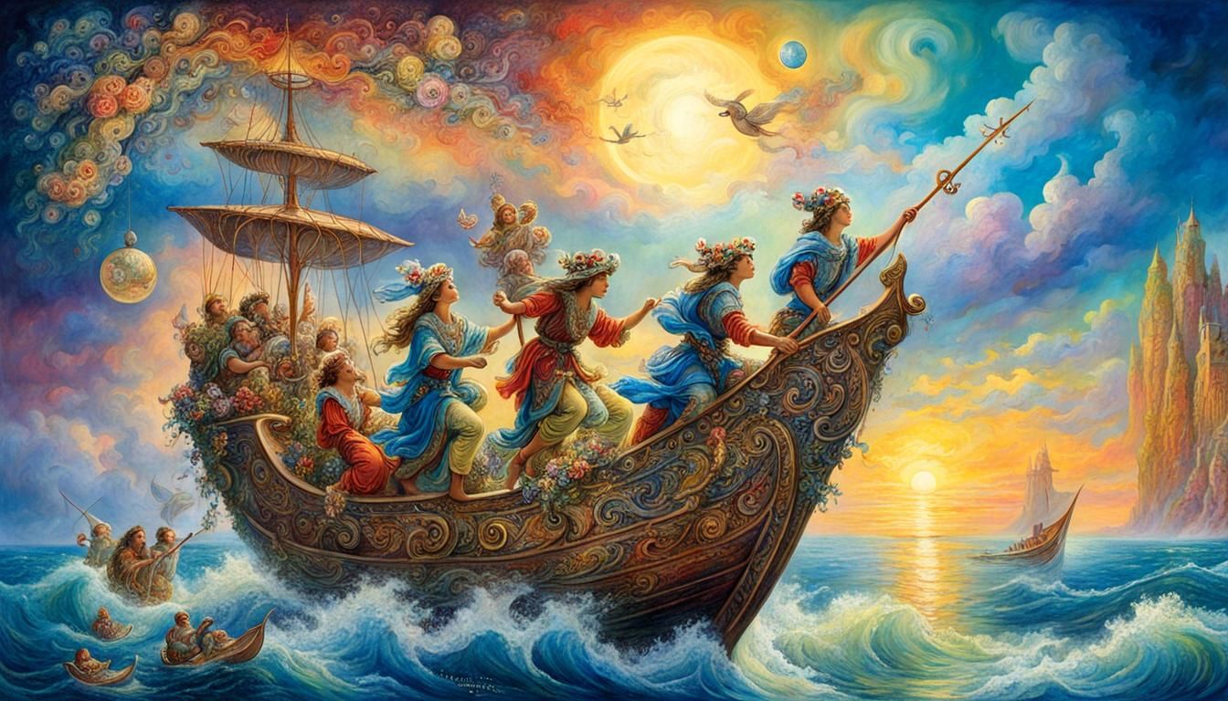 Celestial Galleon in Ethereal Fantasy Style