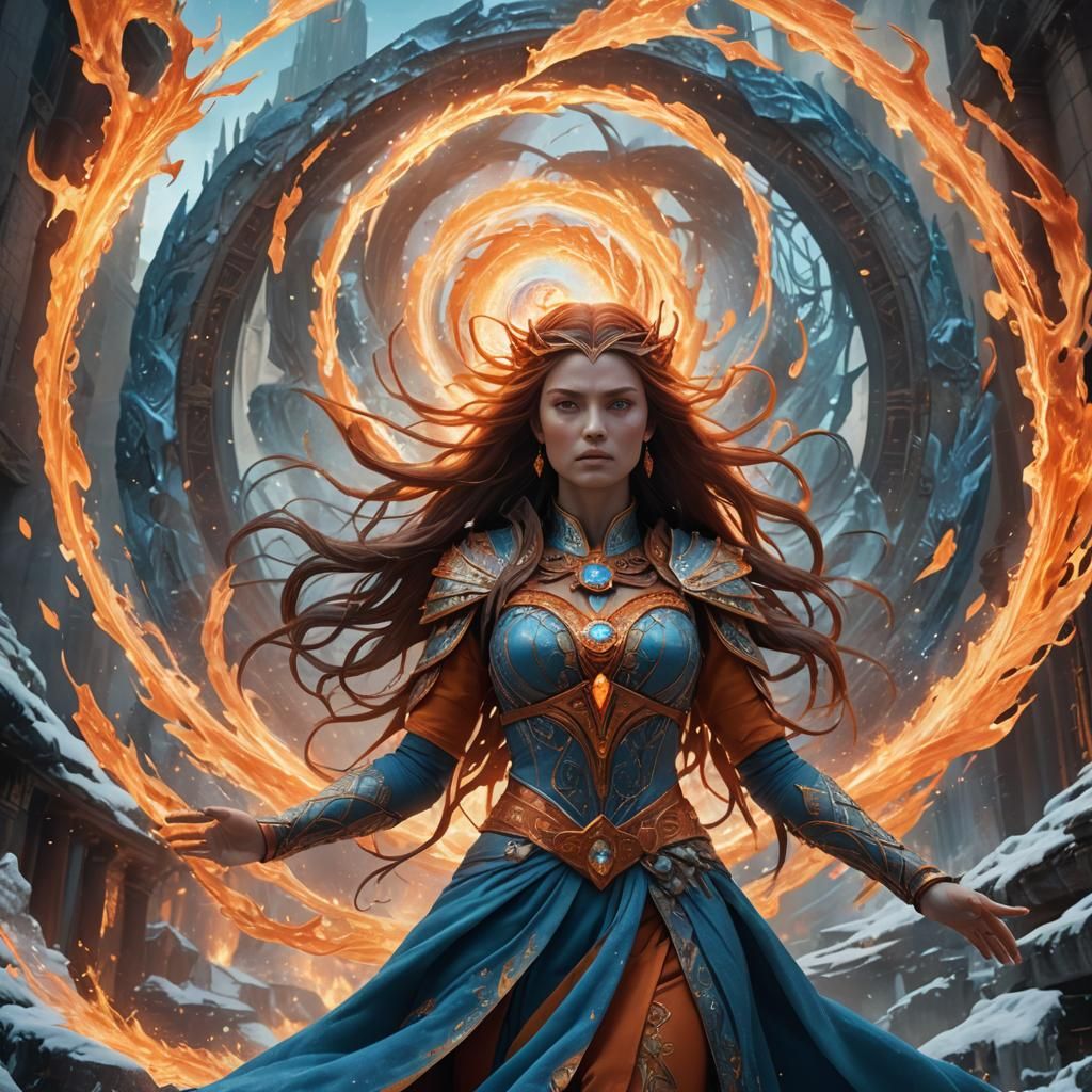 Goddess of Fire and Ice in Fantasy Concept Art