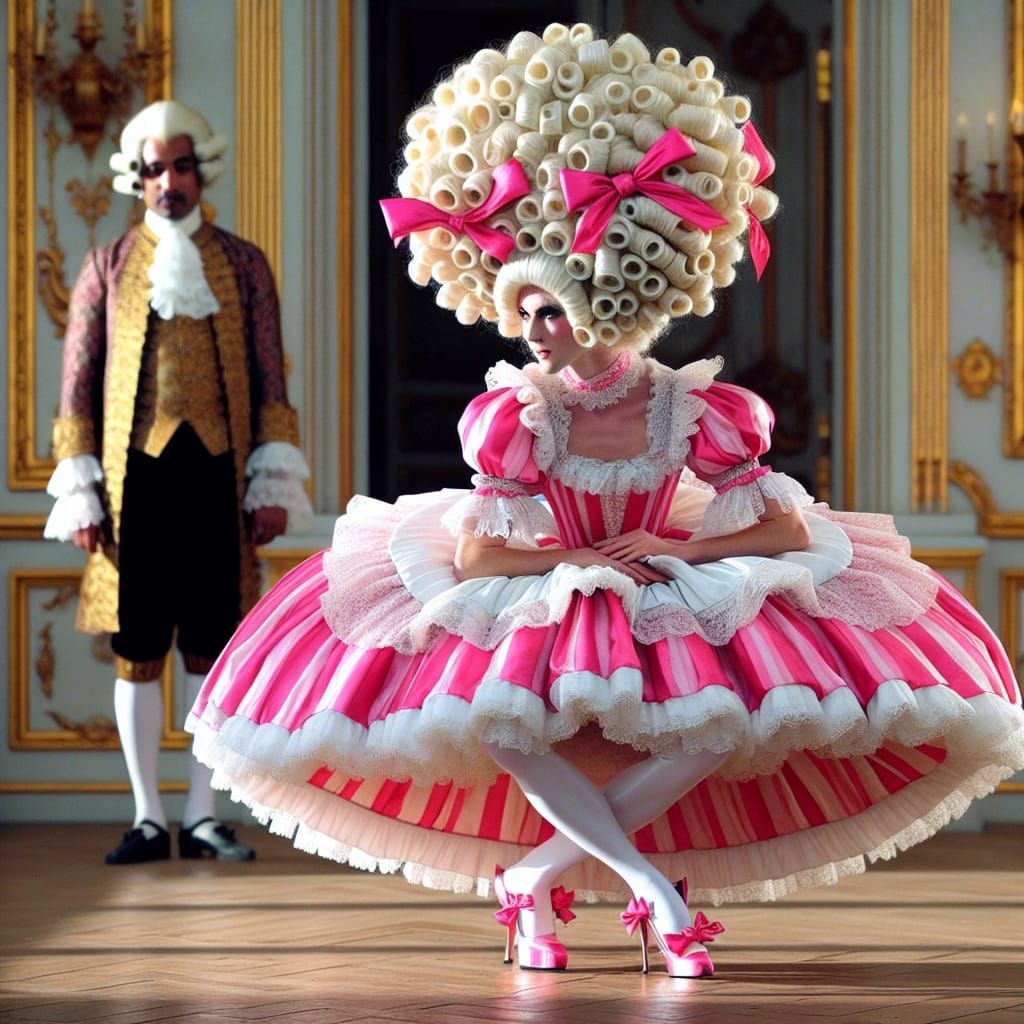 Elaborate Maid Curtsy in Posh Setting