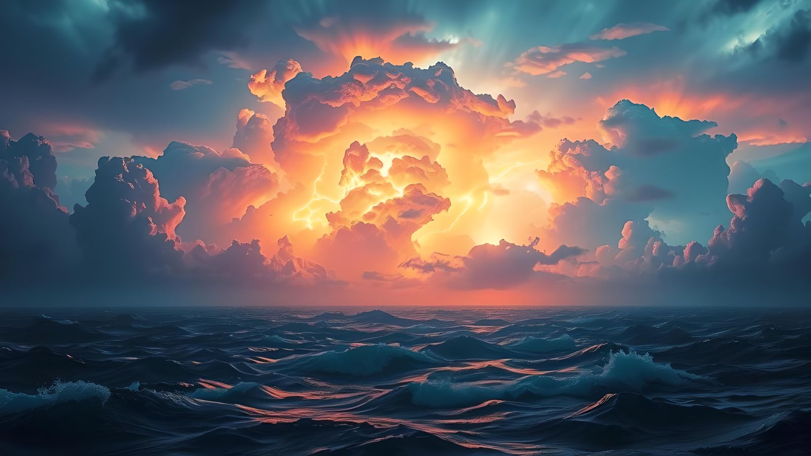 Epic Neon Lightning Storm on Alien Planet