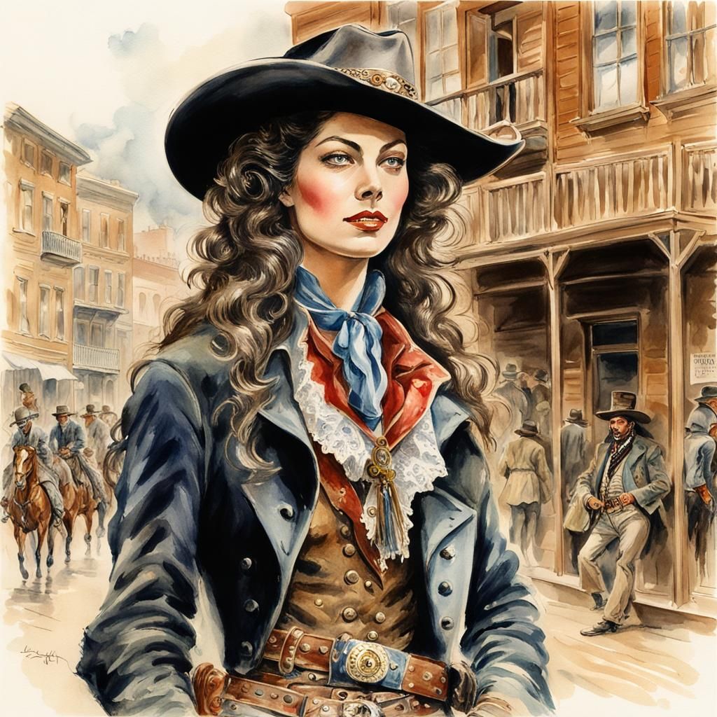 Ava Gardner as Wild Bill Hickock, Watercolor Style