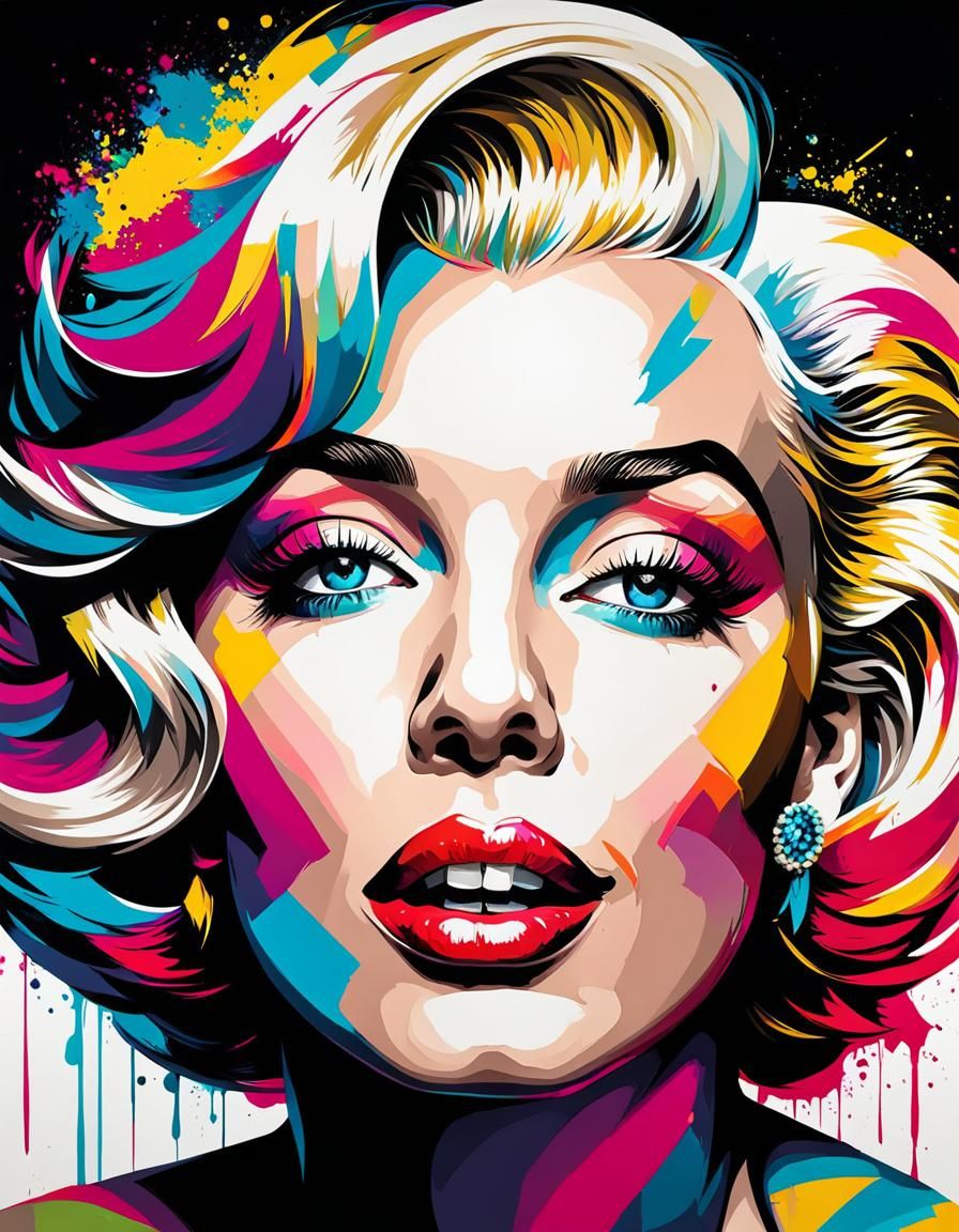Marilyn Monroe Portrait with Colorful Abstract Makeup