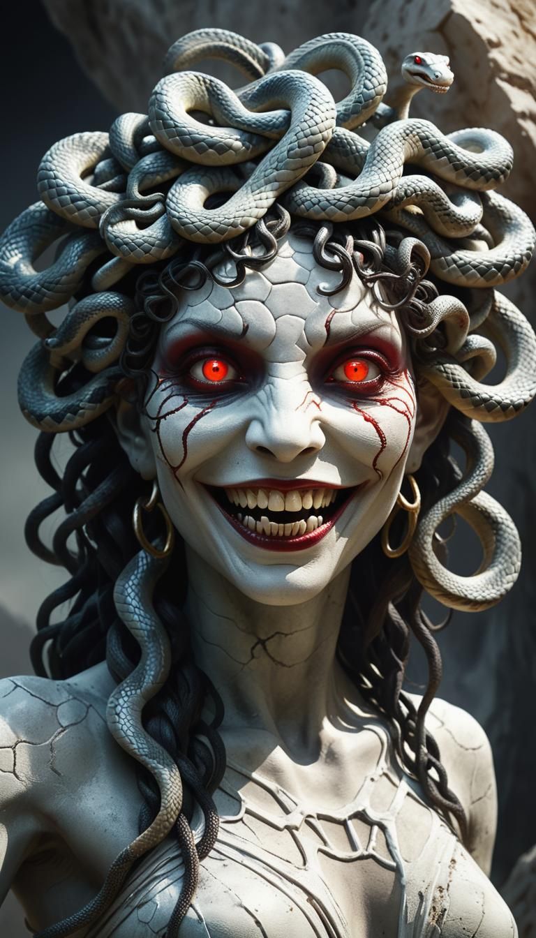 Sinister Medusa Portrait in Gothic Horror Style