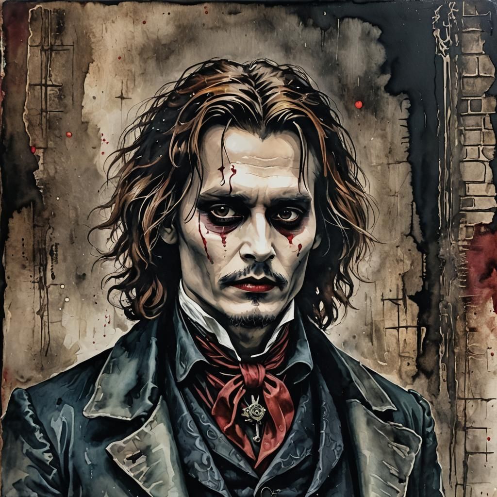 Vampire in Victorian London as Alcohol Ink Image