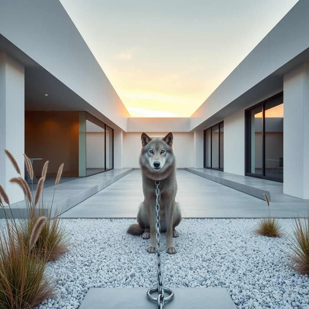 Luxurious Grey and White Villa in Minimalist Style