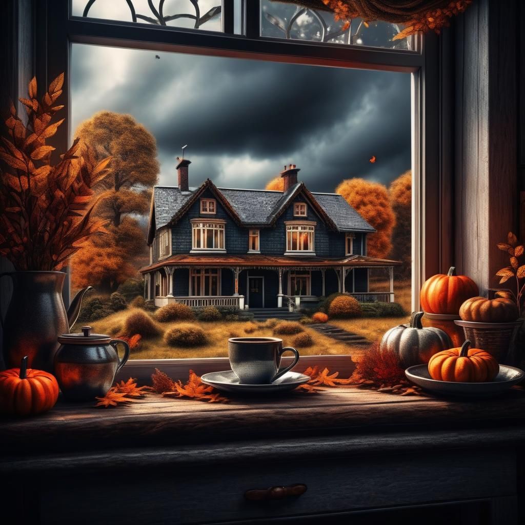 Cozy Autumn Home Interior in Hyperrealistic Style