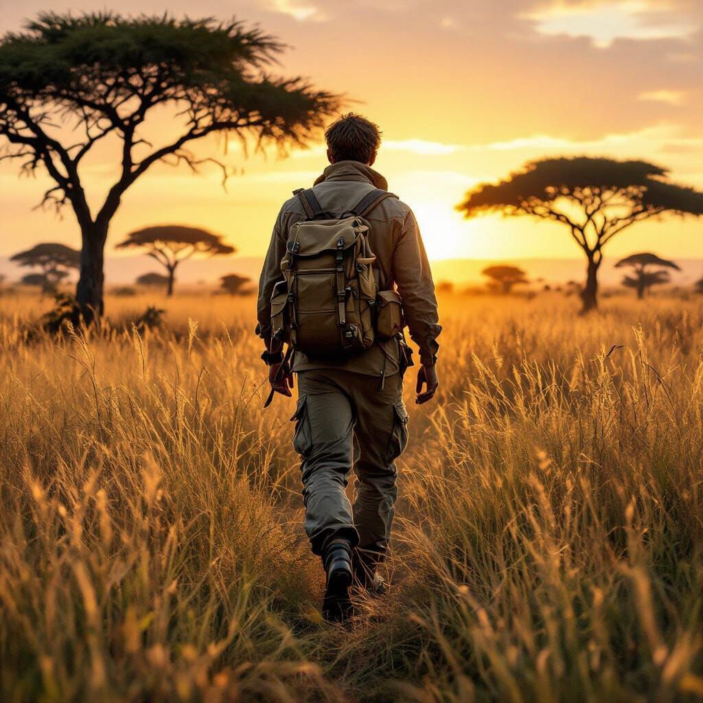 African Safari Sunrise: Hyperrealistic Atmospheric Landscape