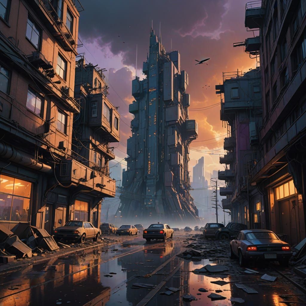 Epic Fantasy Skyfall in Futuristic, High-Resolution Style
