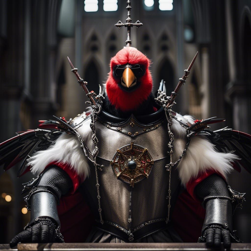 Possessed Knight Cardinal in Gothic Cathedral