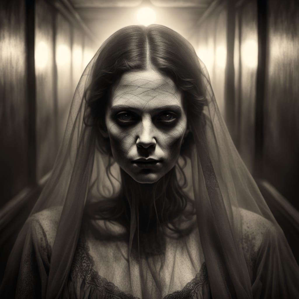 Ethereal Ghostly Siren in a Haunting Noire Portrait