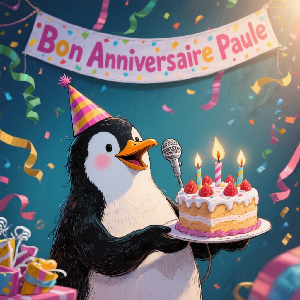 Wacky Adorable Penguin Celebrates Birthday