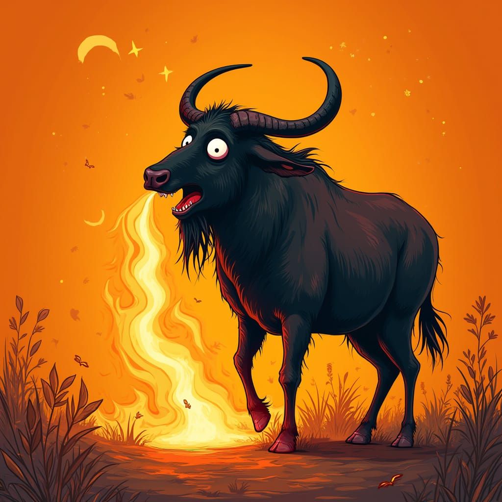 Wildebeest Shocked by Smelly Feet in Bold Concept Art