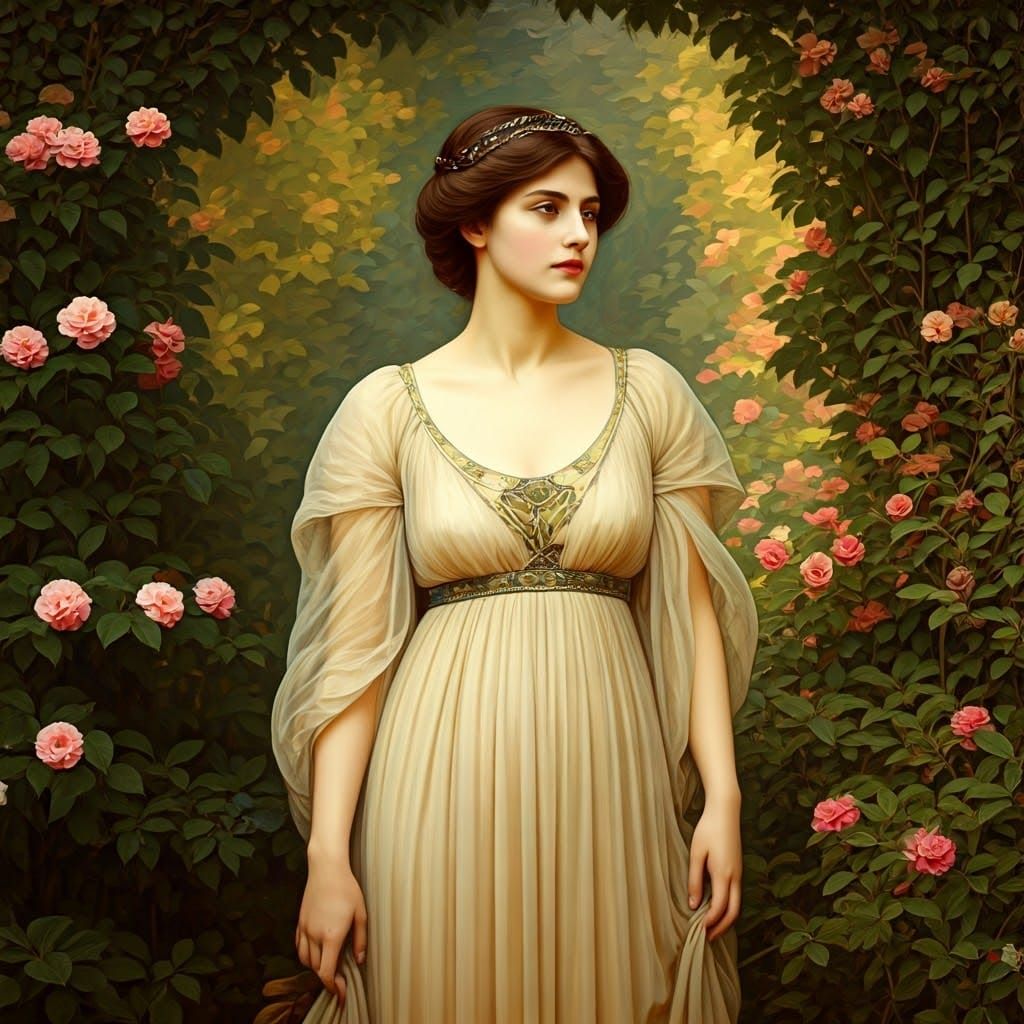 Ethereal Pre-Raphaelite Beauty Lost in Thought