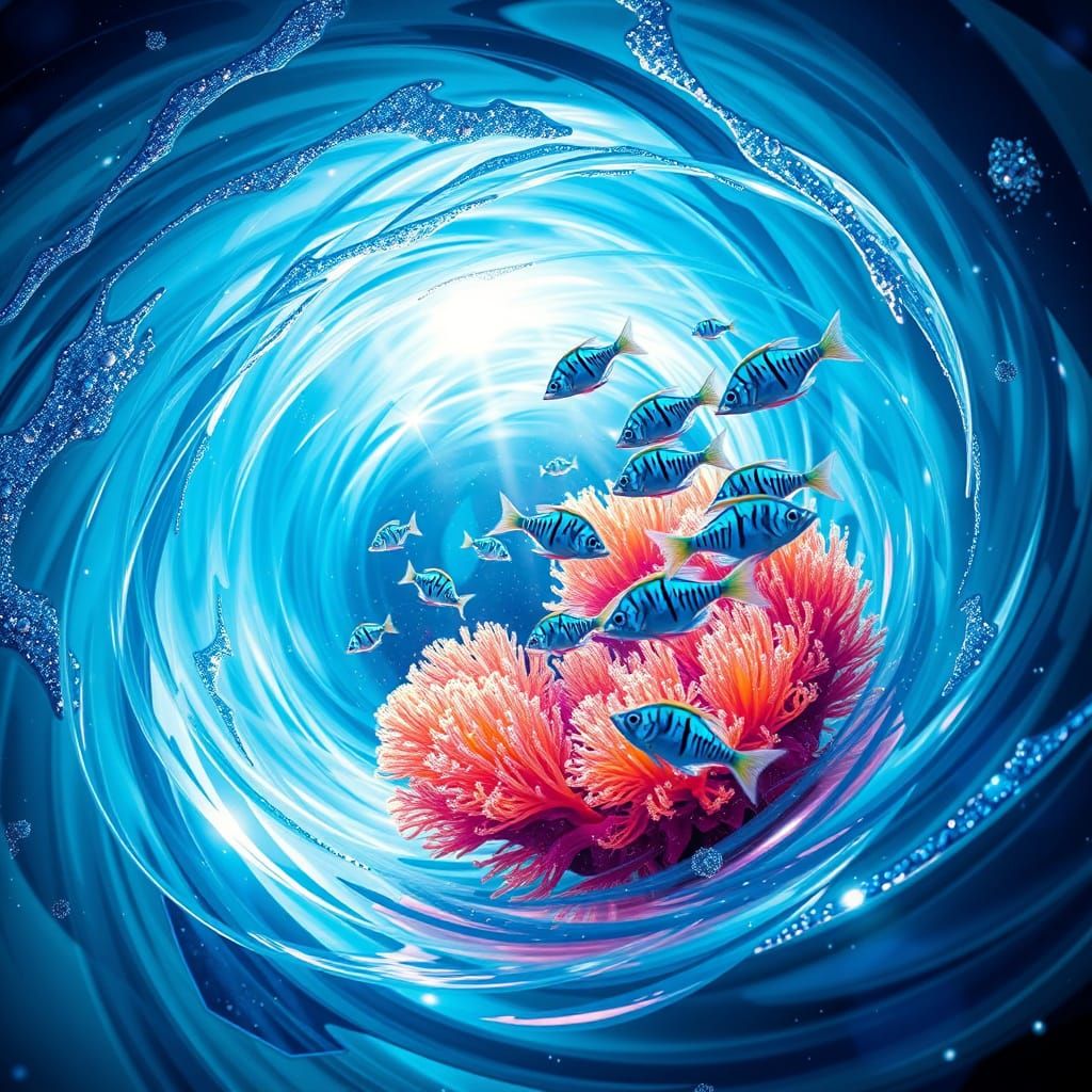 Surreal Vortex Surrounds Iridescent Xenia Coral