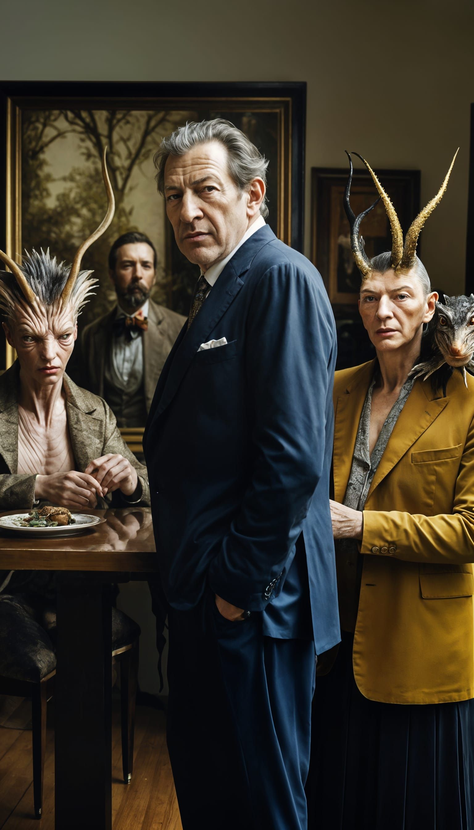 Exotic Portrait of People and Creatures in Surreal Setting