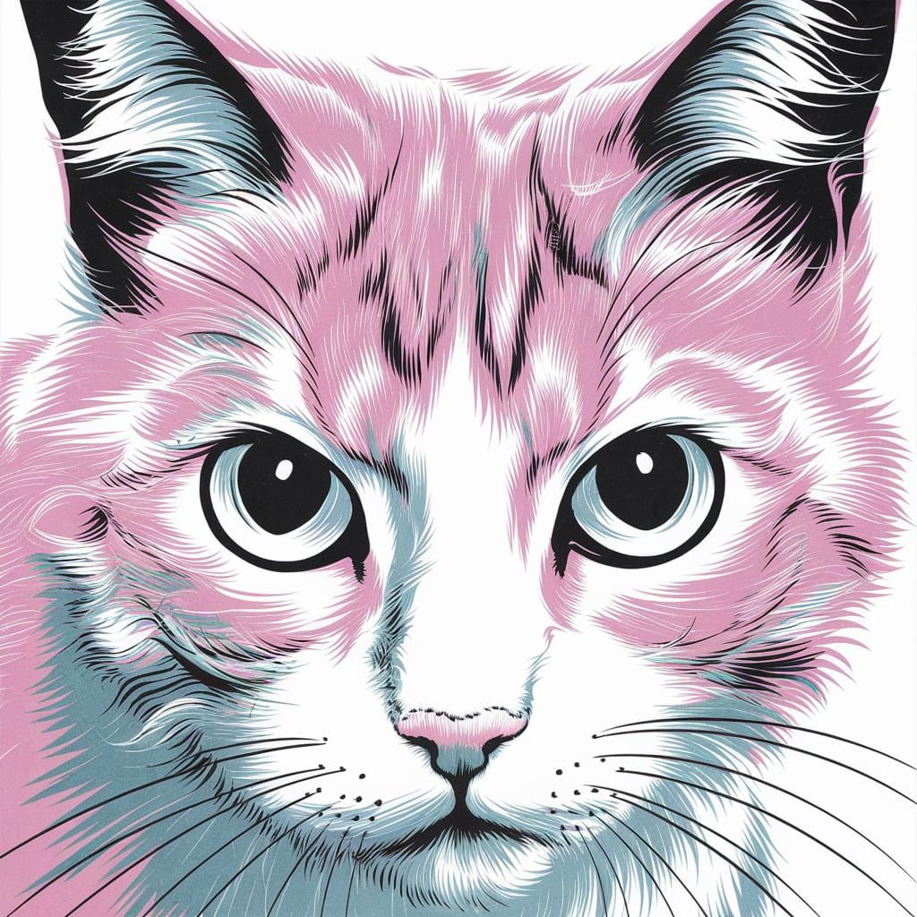 Bold Anime Cat in Vibrant Colors