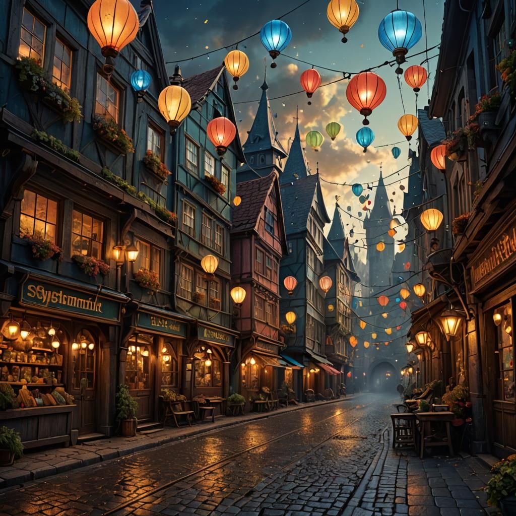 Nostalgic Street Lanterns in Volumetric Lighting