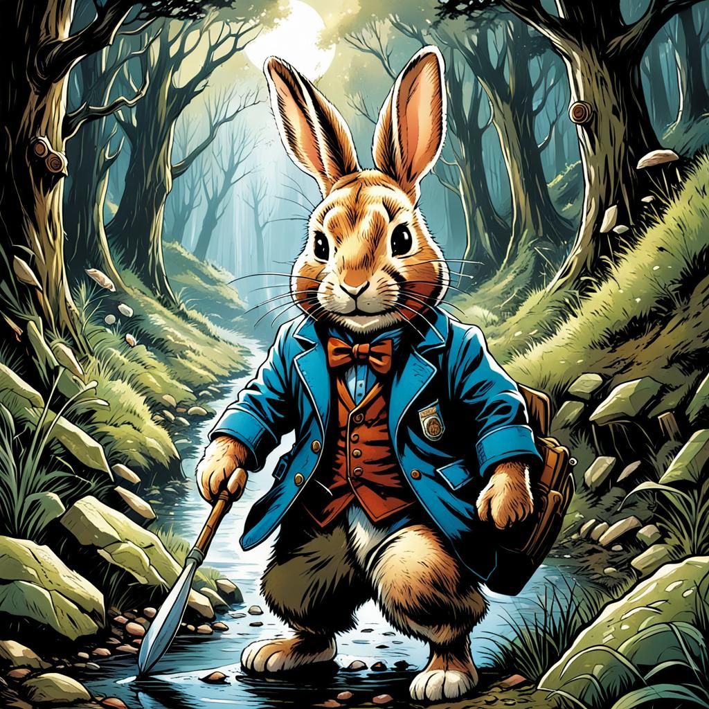 Peter Rabbit in Comic Book Art Style