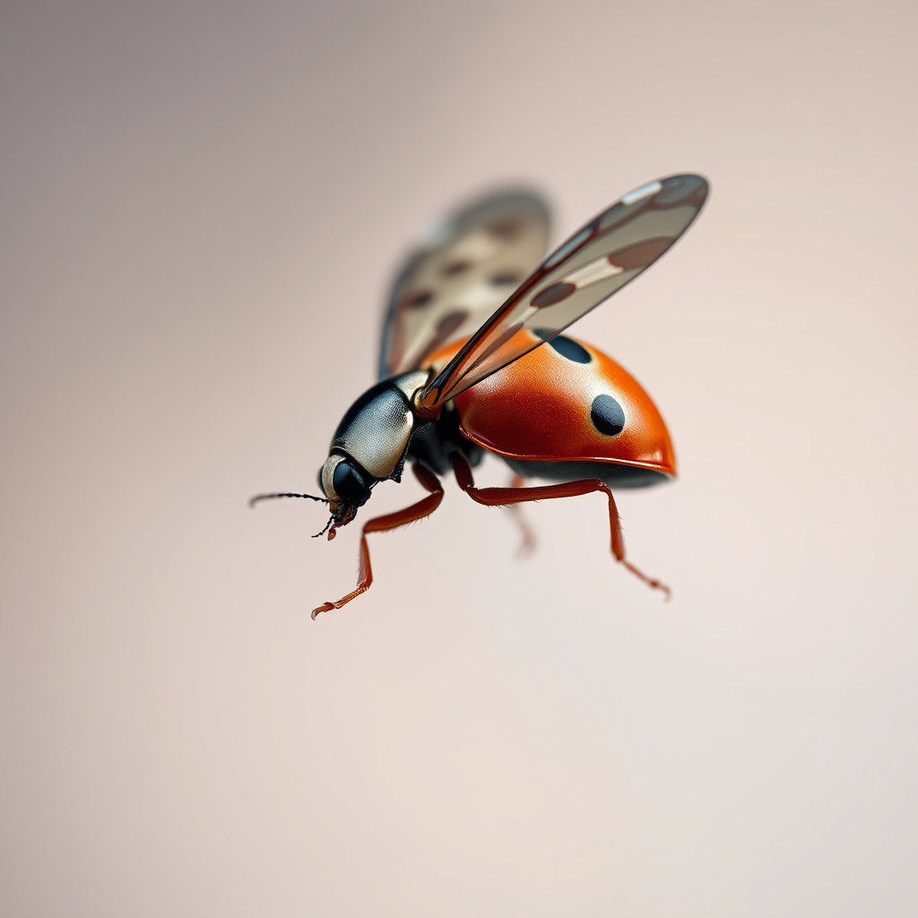 Ladybug in Flight: Hyper-Realistic Close-Up