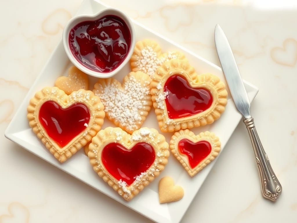 Tender Heart-Shaped Cookies with Vibrant Red Jam Filling in ...