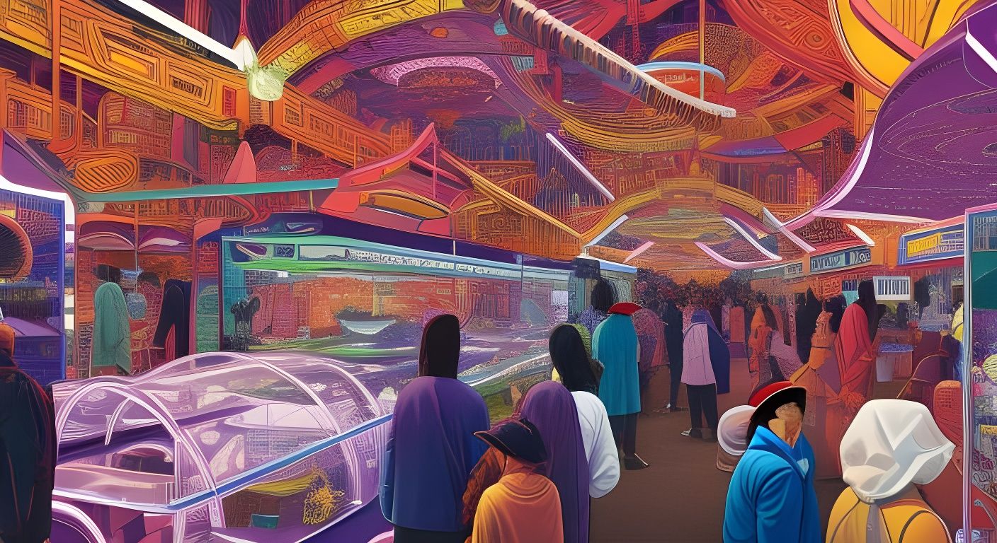 Hyperrealistic Galactic Bazaar Art by Moebius