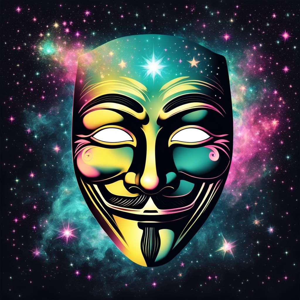 Guy Fawkes Mask Nebula in a Starry Universe