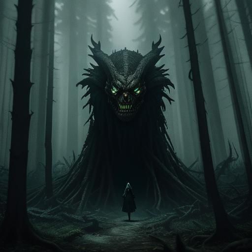 Despair in a Forbidden Forest: Cinematic Film Still