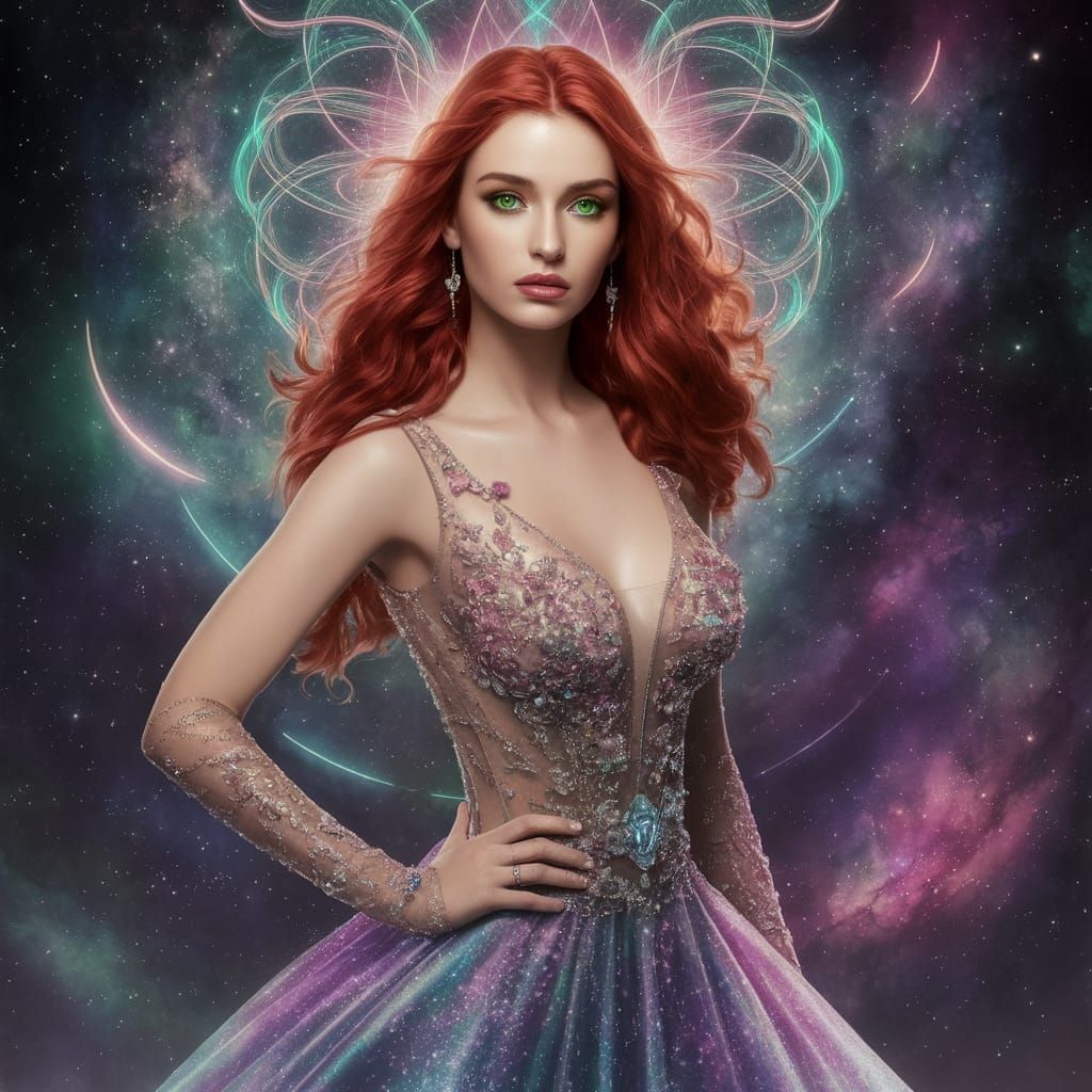 Ethereal Goddess Radiates Cosmic Beauty