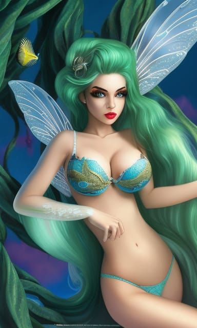 Fairy Mermaid Portrait in Fairycore Style