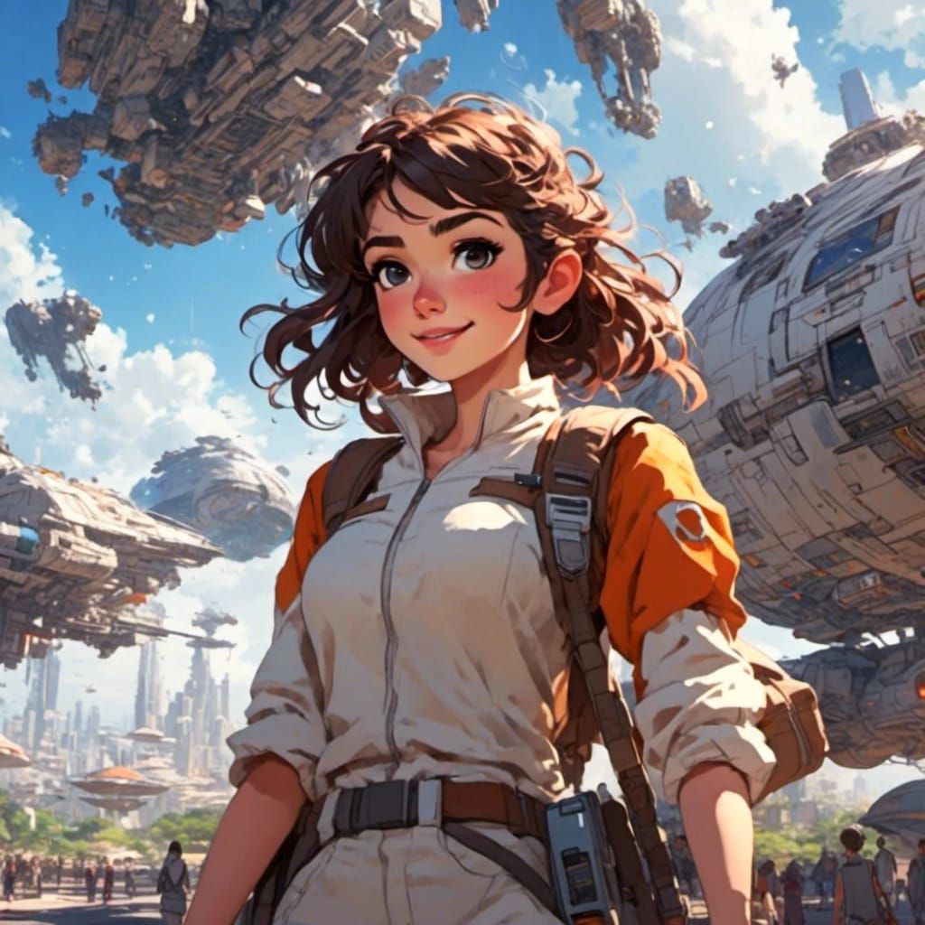 Anime Star Wars Rebel in Starship Command Center
