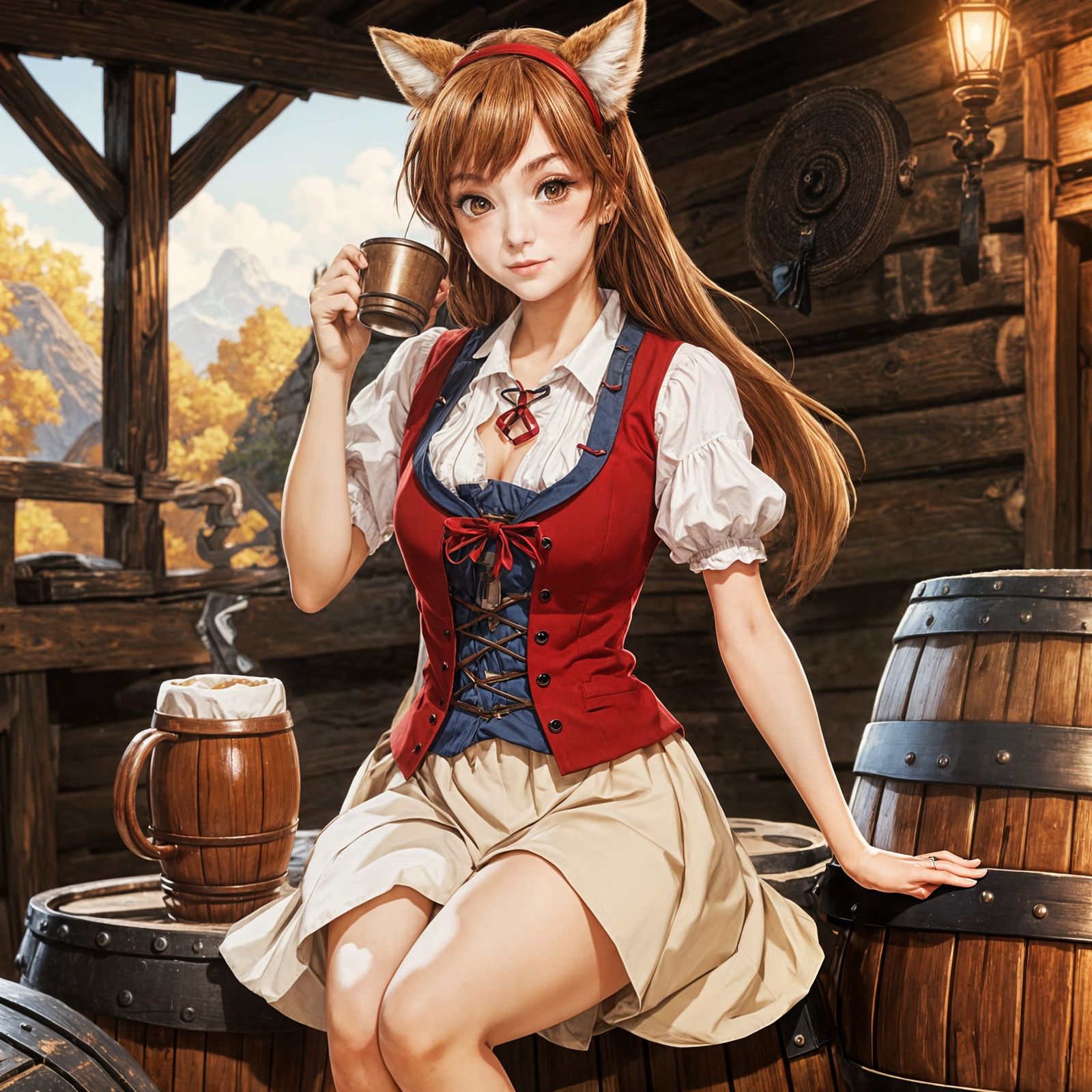 Anime-Inspired Fox Girl in Tavern Setting