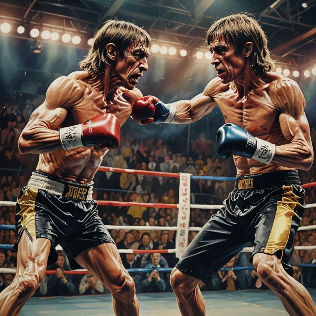 Hyperrealistic Boxing Match: Intense Face-Off