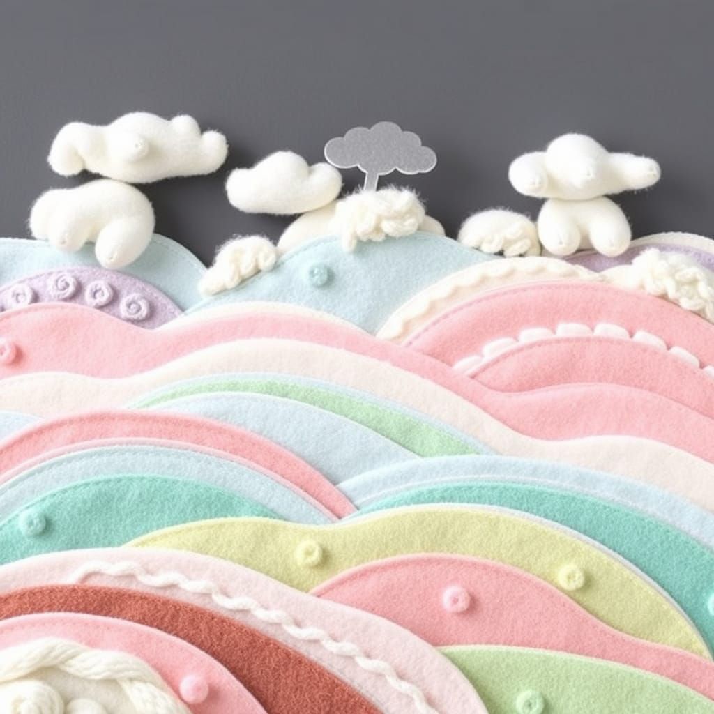 Pastel Felt Landscape in Whimsical Style