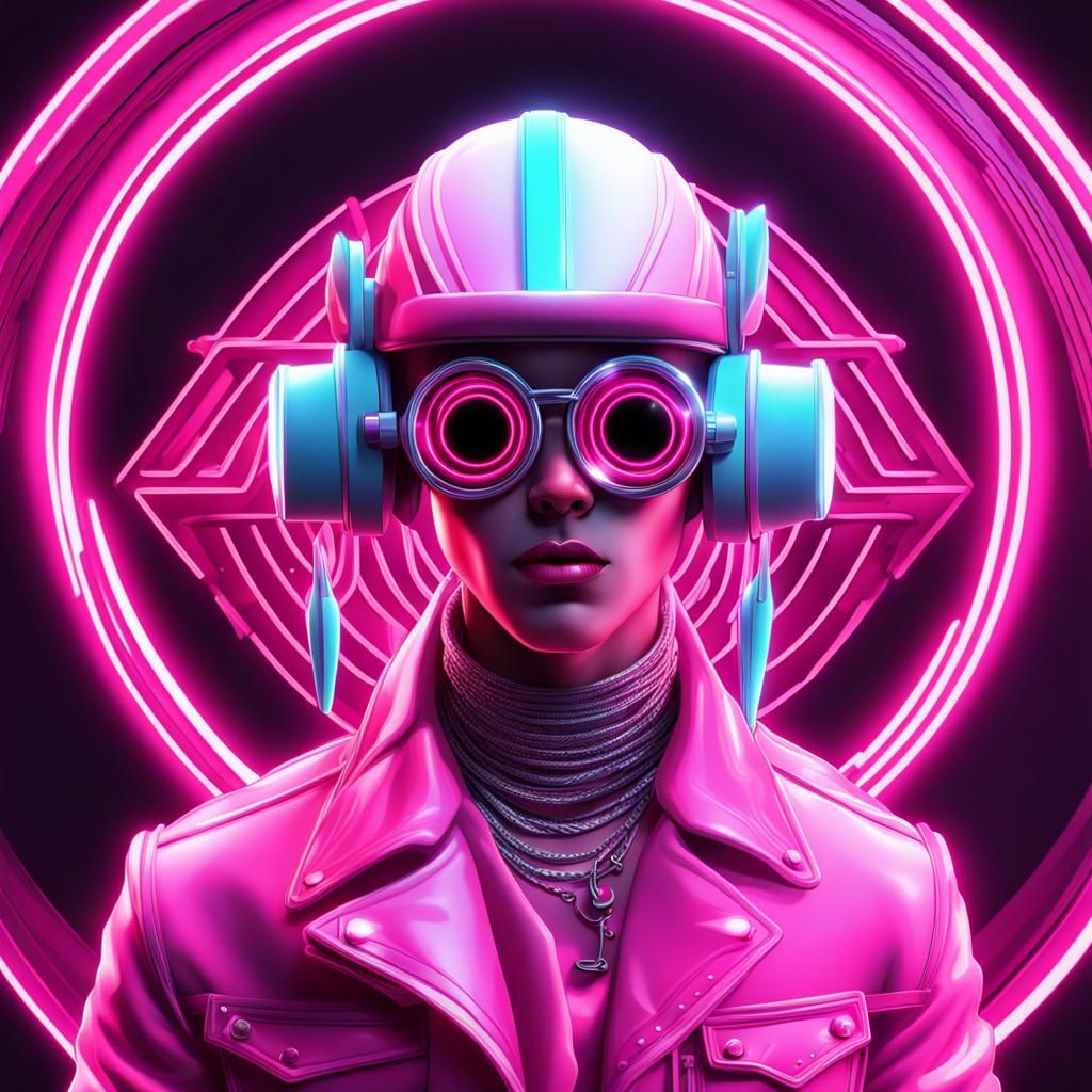 Neon Punk Drummer Logo in 3D