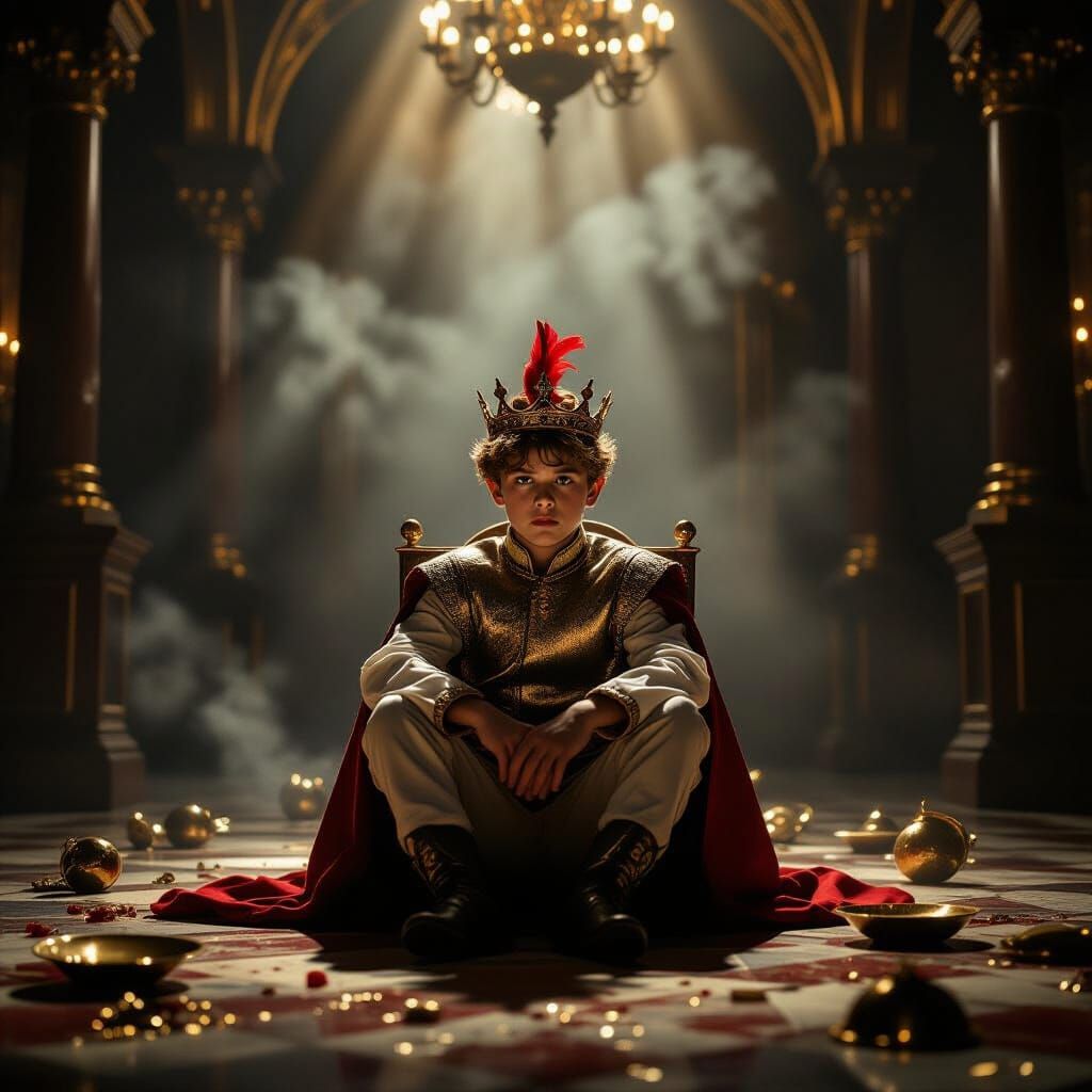 Prince Believes He's a Rooster in Dim Palace Hall