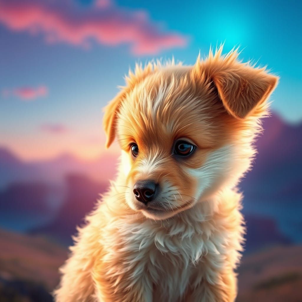 Stylized Hyperrealistic Puppy Portrait