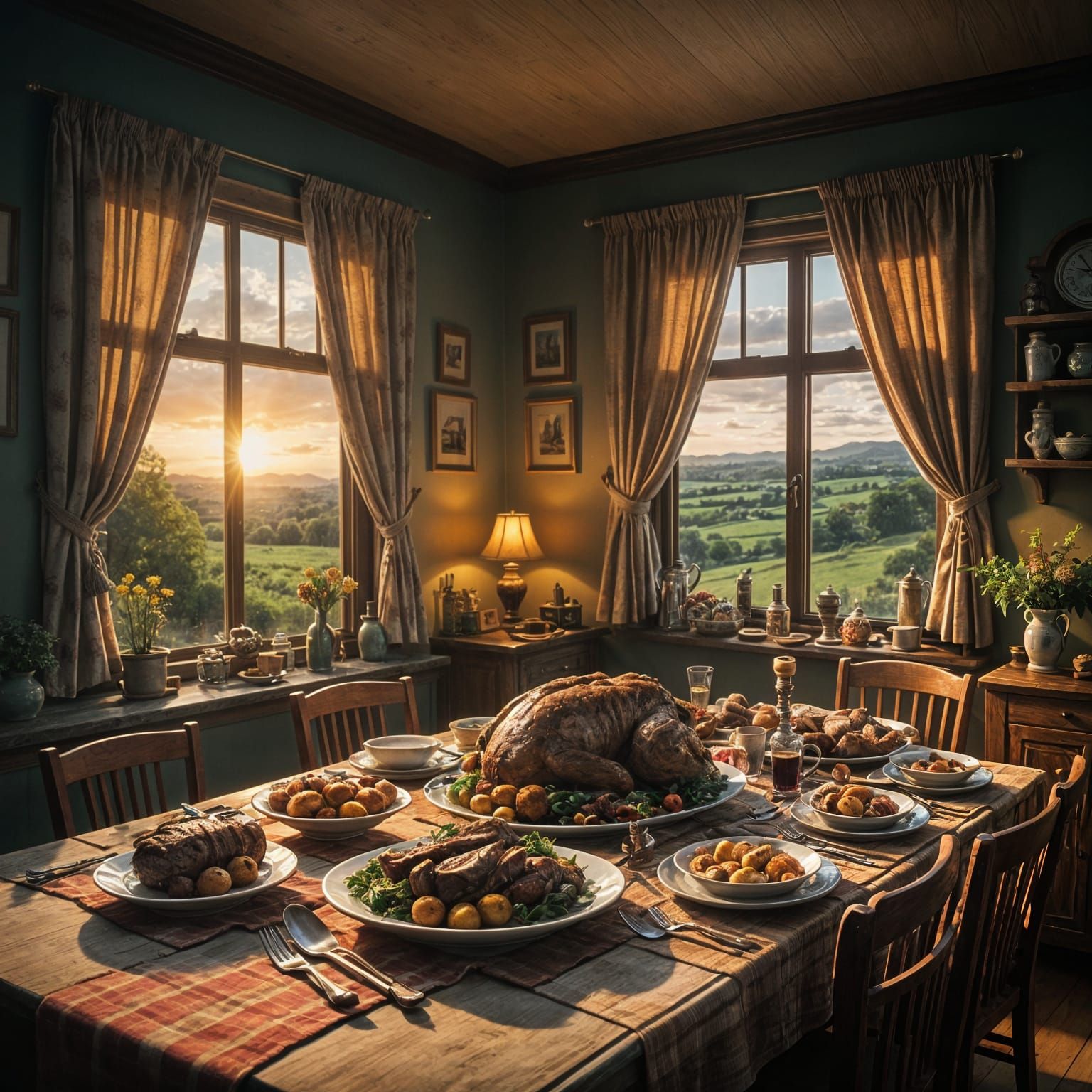 Epic Sunday Family Dinner Scene in Cinematic Style