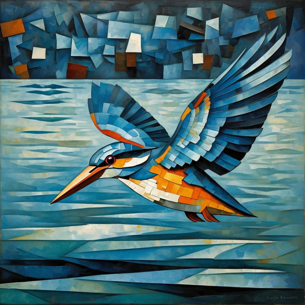Cubism Kingfisher Oil Painting