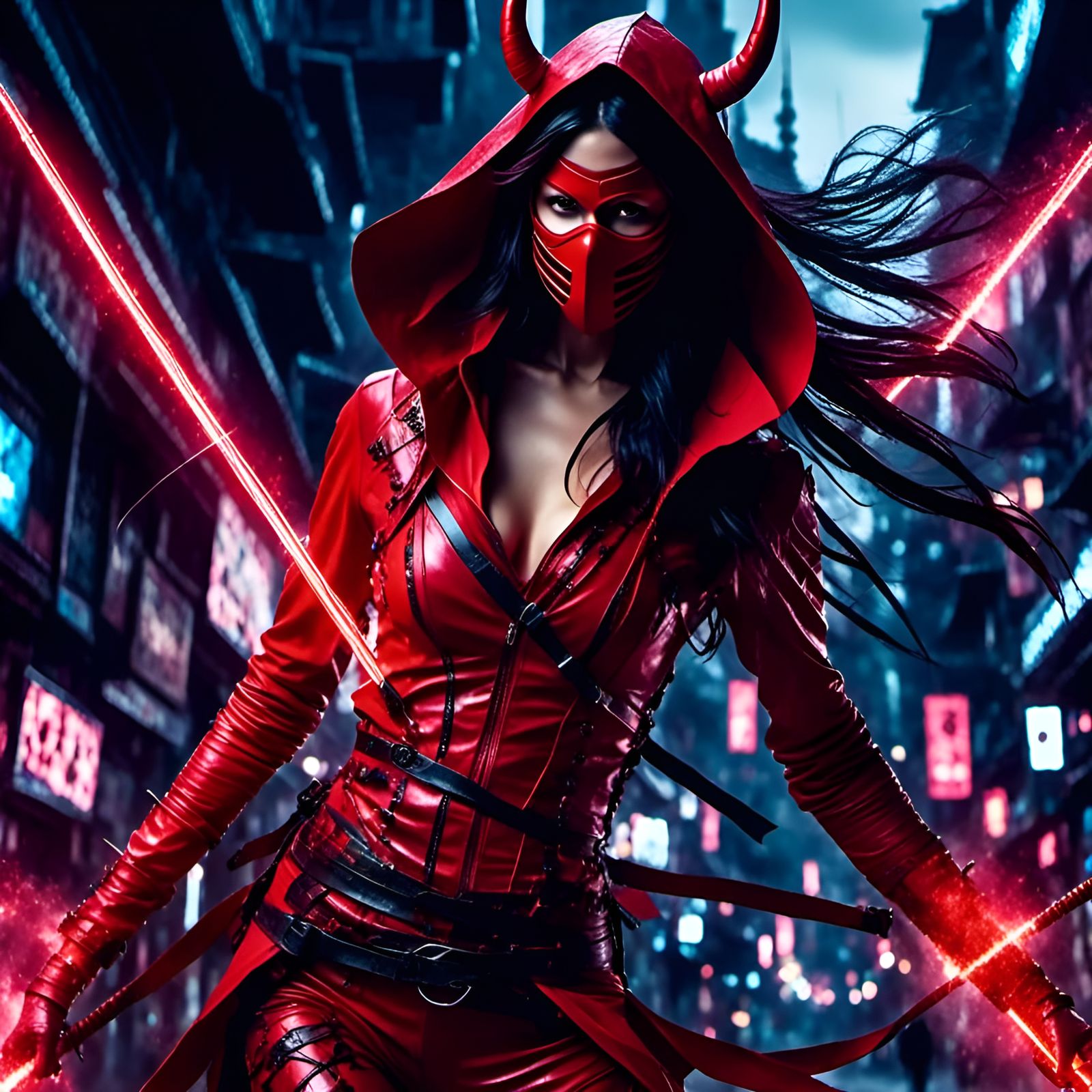 Elektra as Daredevil: Hyperrealistic Ninja Comic Art