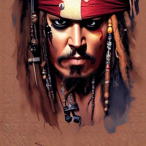 Sinister Jack Sparrow Portrait, Digital Art