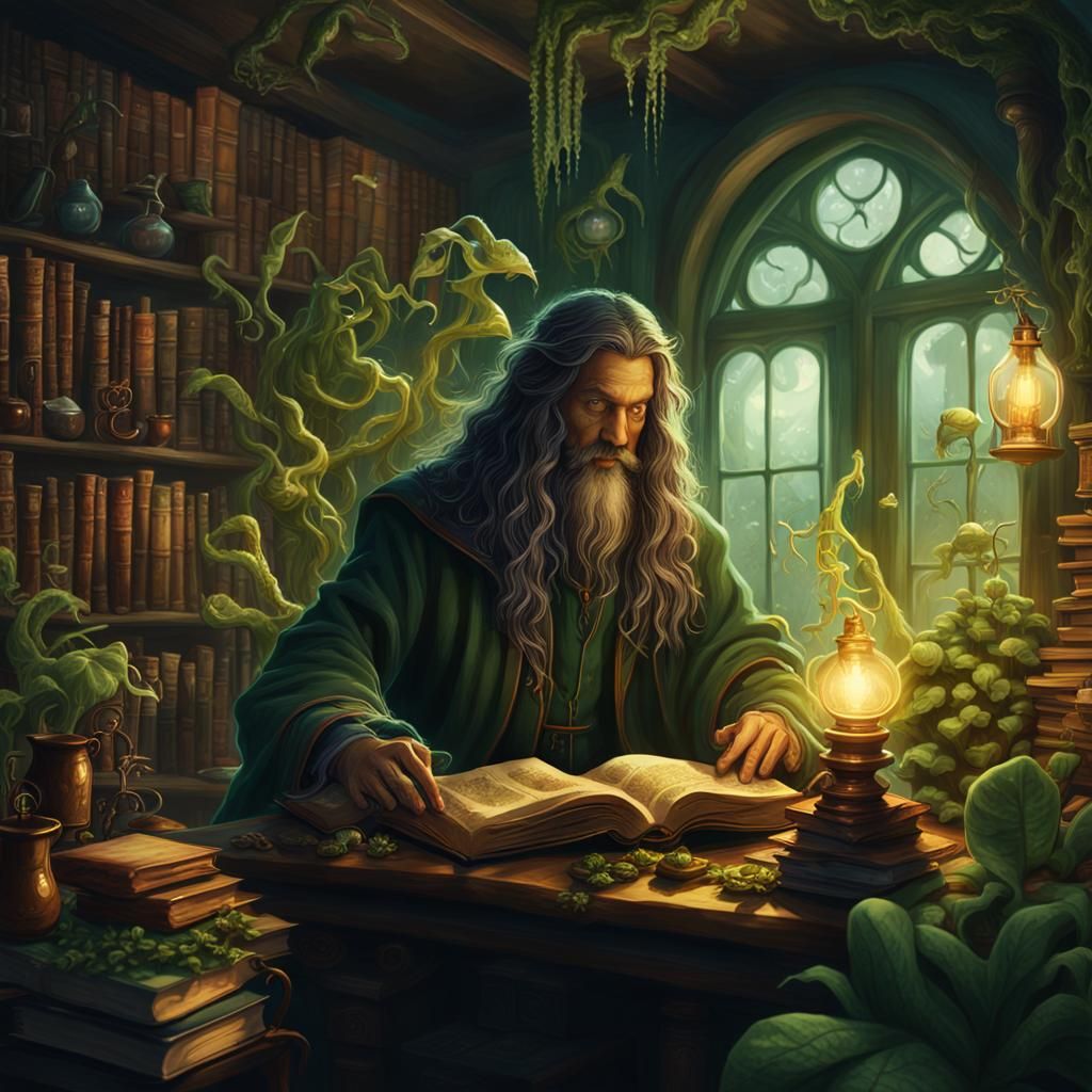 Cozy Wizard's Study in Detailed Matte Painting