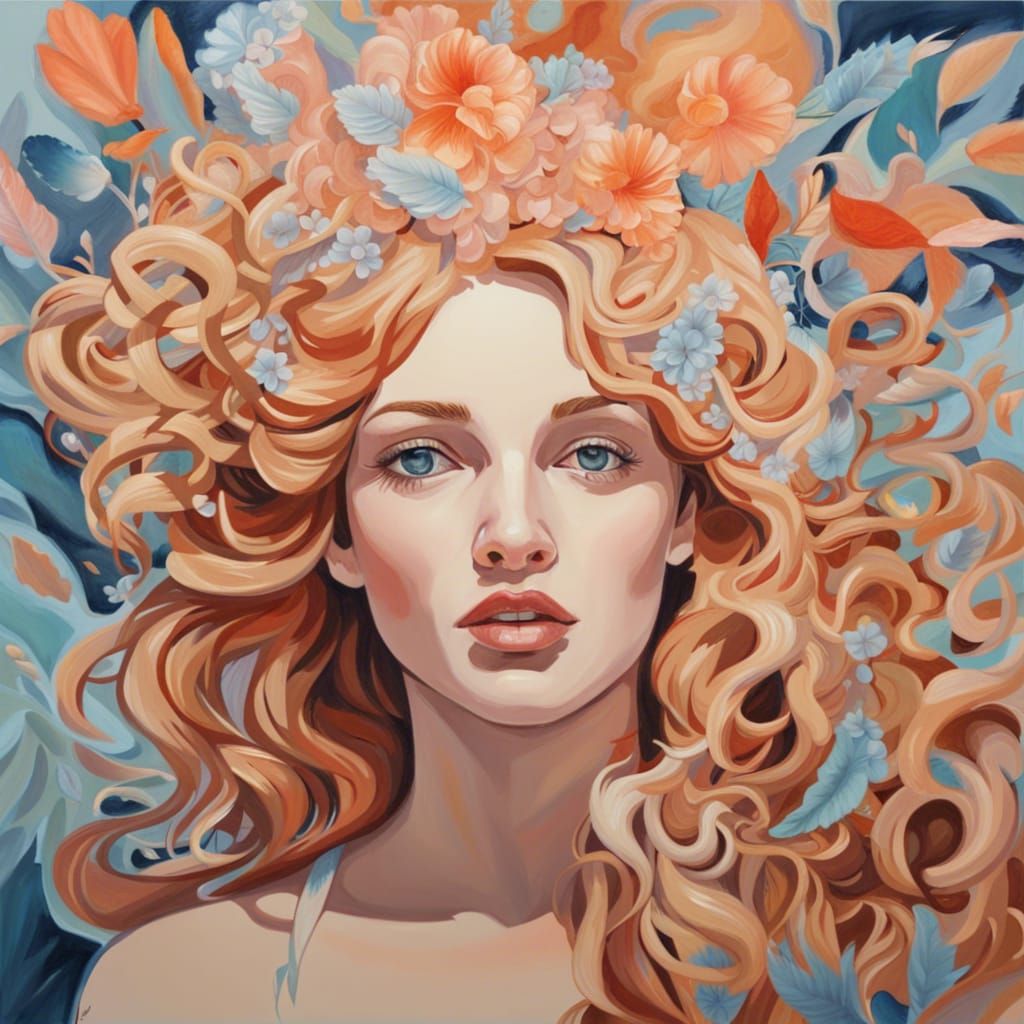 Modern Aphrodite in Gouache Painting