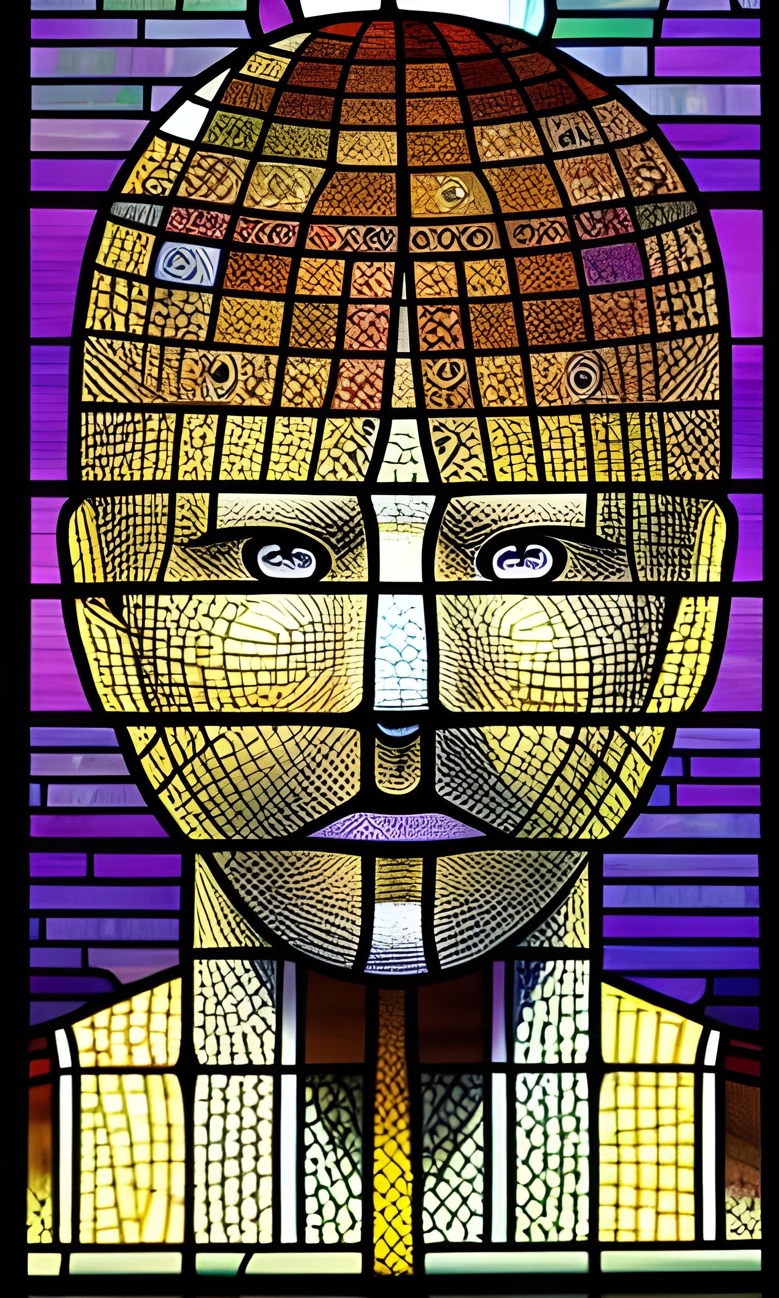Stained Glass Head of Million Spheres