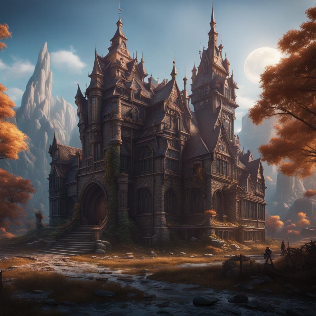 Fantastical School Matte Painting in Deep Color