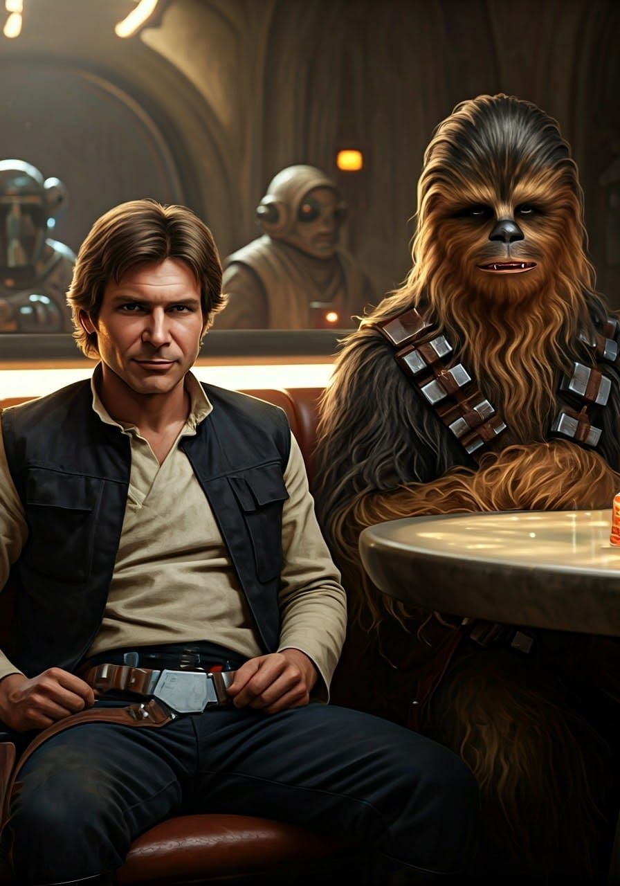 Han Solo and Chewbacca at Mos Eisley Cantina