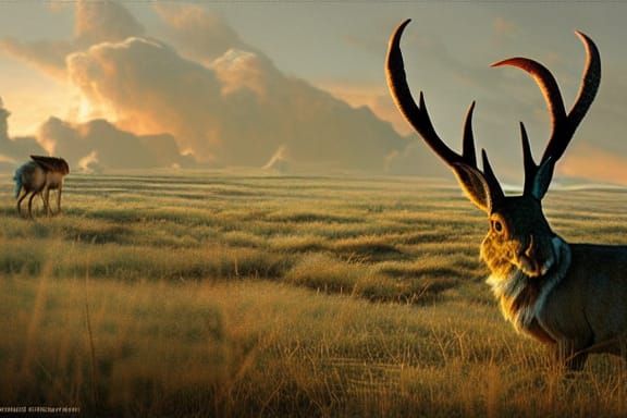 Photorealistic Jackalope on the Open Prairie