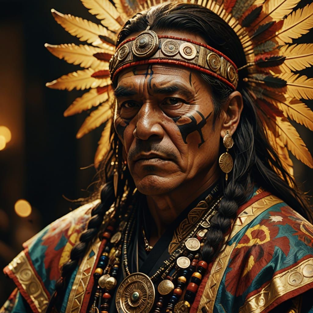 First Nations Shaman: Hyperrealistic Digital Portrait