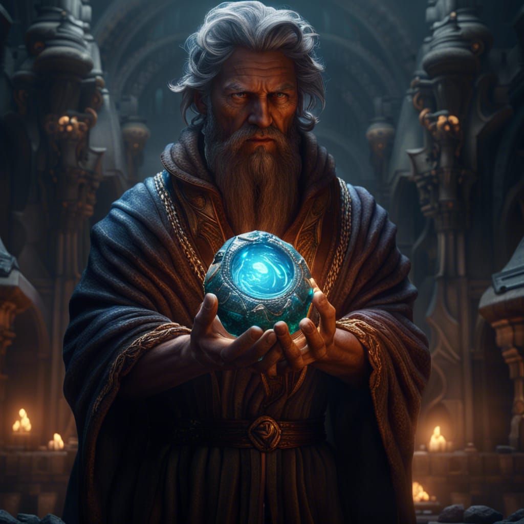 Fantastical Prophet with Seeing Stone Digital Art