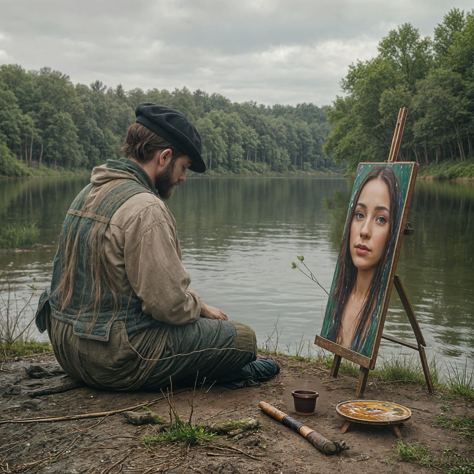 Artist's Despair: An Unfinished River Painting