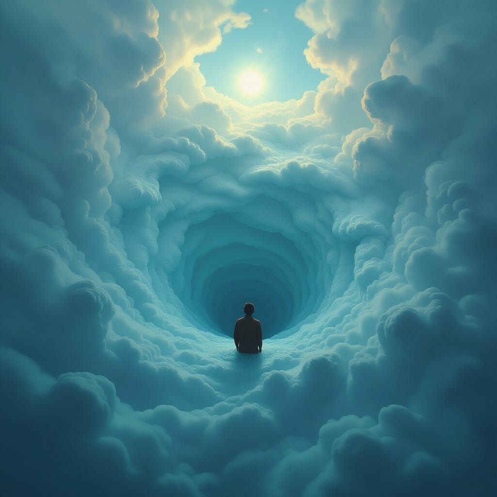 Person Lost in Thought: A Surreal Digital Art Piece